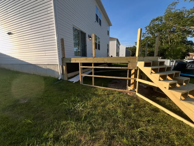 Deck frame under construction